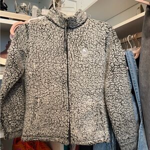 Gray Sherpa Zip-Up Jacket with Ice-skate
